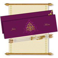 Purple Scroll Invitation, Scroll Invitations with box, Scroll Wedding Invitations, Scroll Invitations USA